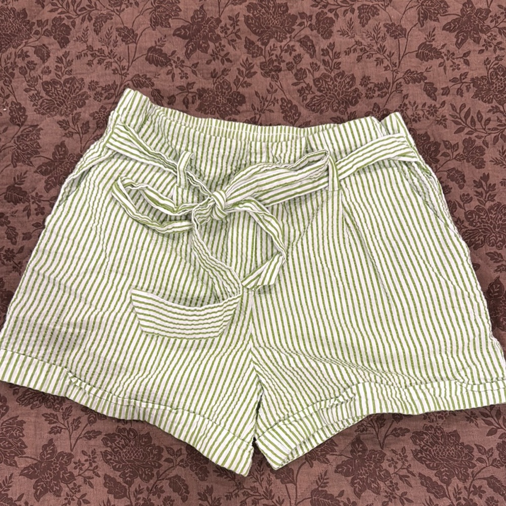 Striped Green Women's Shorts